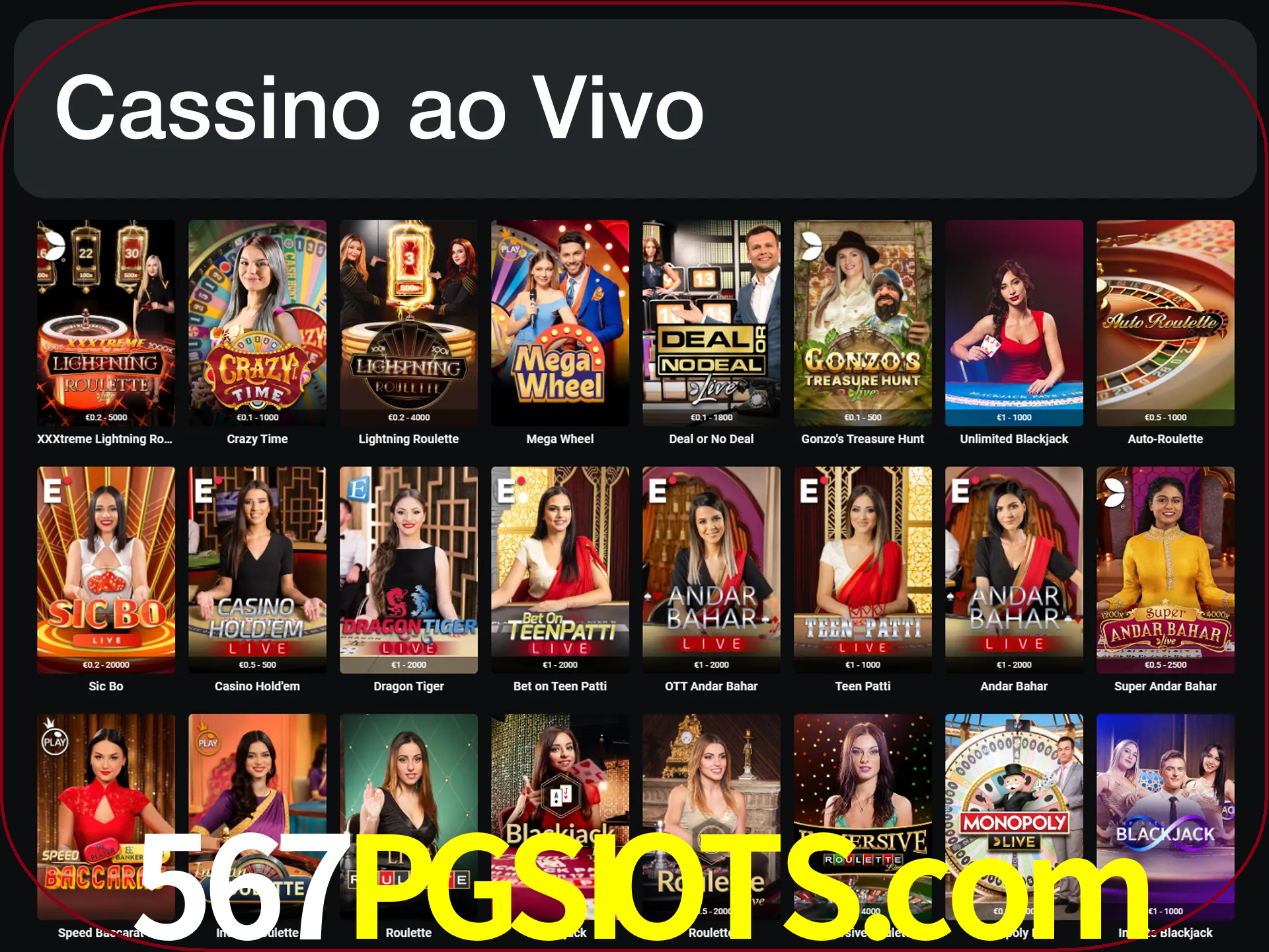 Jogue jogos de cassino com um verdadeiro dealer.