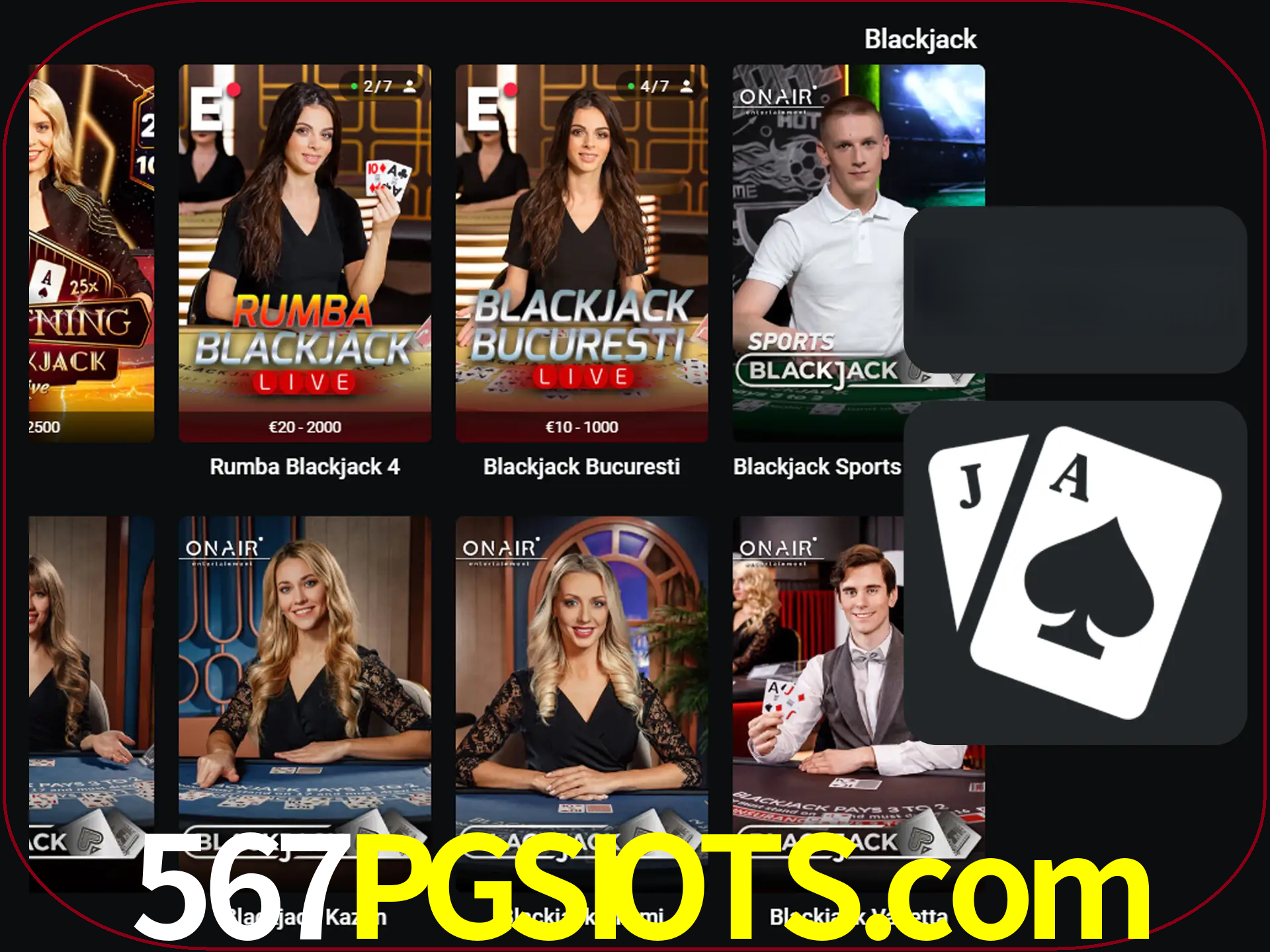 Escolha uma mesa completa de jogadores de blackjack.